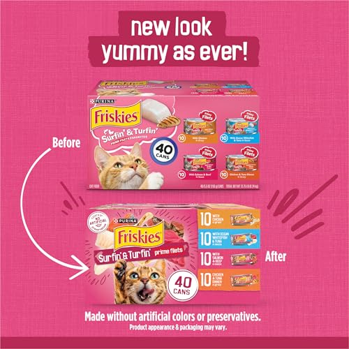 Purina Friskies Prime Filets Cat Food Variety Pack (5.5 Ounce (Pack of 40))