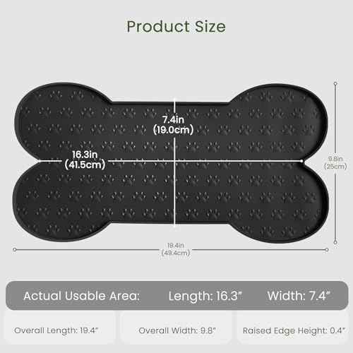 Dog Food Mat Anti (19.4" x 9.8" / Black)