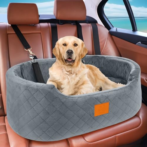 Dog Car Seat for Medium & Large Dogs up to 55 lbs (Gray)