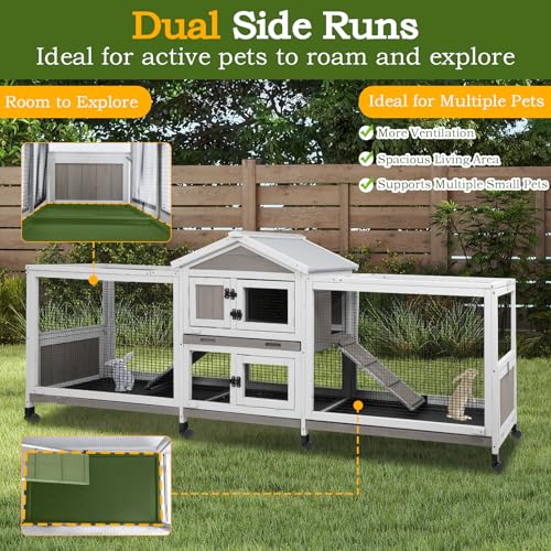 93"L Double Rabbit Hutch with Dual Runs (93.0"L x 22.1"W x 35.0"H)