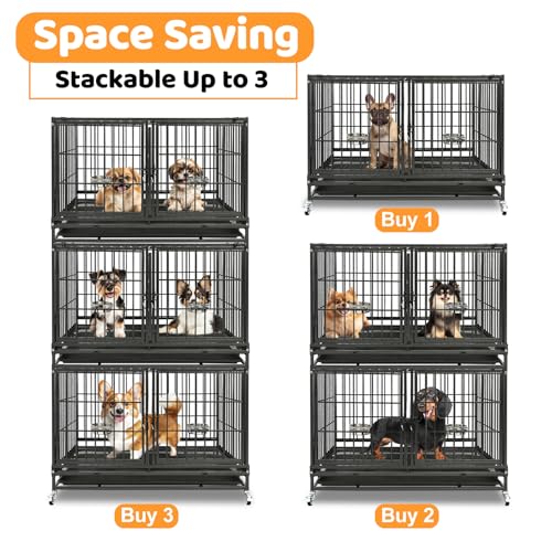 42 inch Stackable Heavy Duty Dog Kennel Indoor with Divider (42.5"L x 28.0"W x 30.0"H)