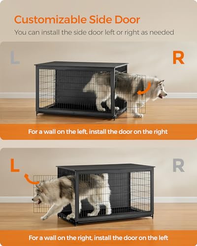 56.1" Dog Crate Furniture (Ink Black / 56.1"L x 33.7"W x 33.8"H)