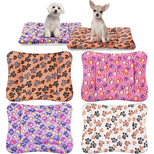 4 Pack Soft Pet Bed Mat Small Dog Crate Fleece (23 x 18 Inches / Vivid Color)