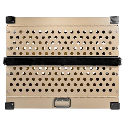 Aluminum Collapsible Dog Crate (Tan / 34.6"L x 25.2"W x 28.9"H)