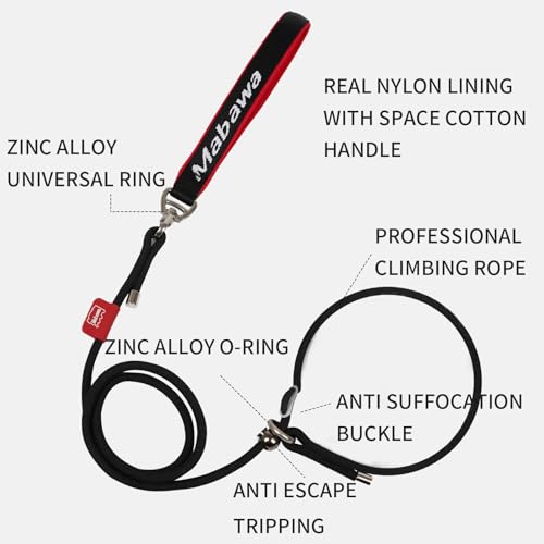 Dog Anti Slip Leash 5FT with Metal Stopper (Black / 5 FT)