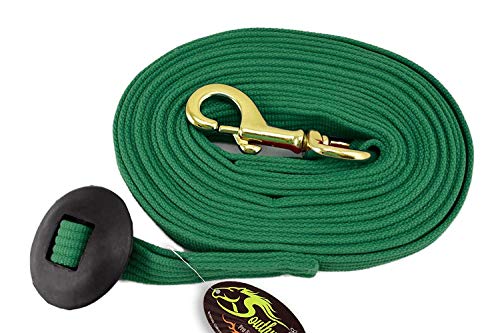 Lunge Line for Horses Cotton Horse Lunge Line with Bolt Snap & Rubber Stop (Hunter Green / 24')