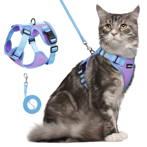 Cat Harness and Leash Set (Purple & Blue / M)