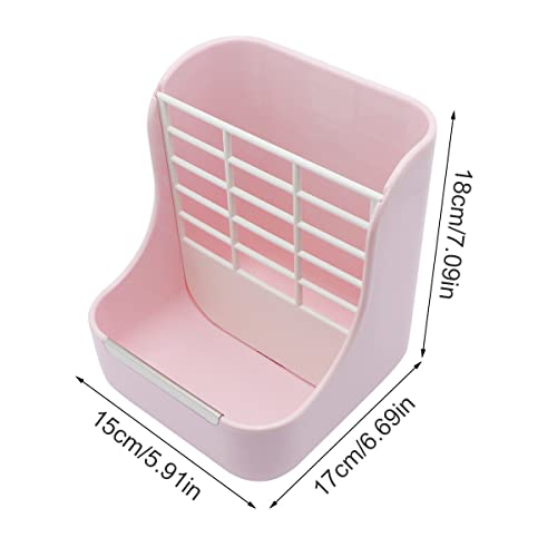 Rabbit Hay Feeder 2 in 1 Automatic Guinea Pig Food Bowl (Pink)