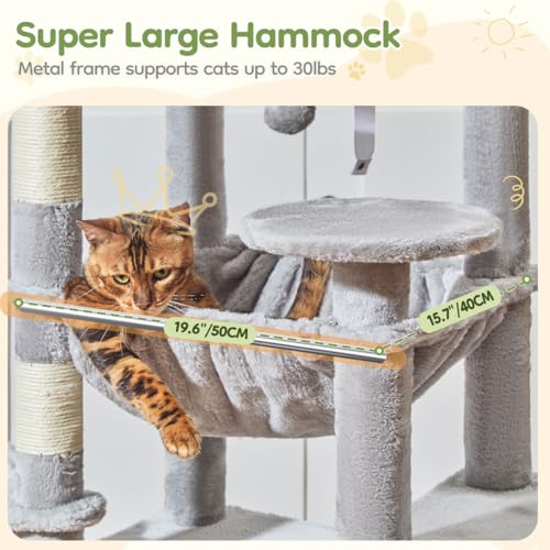 Cat Tree for Large Cats (Light Gray / 72 Inches)