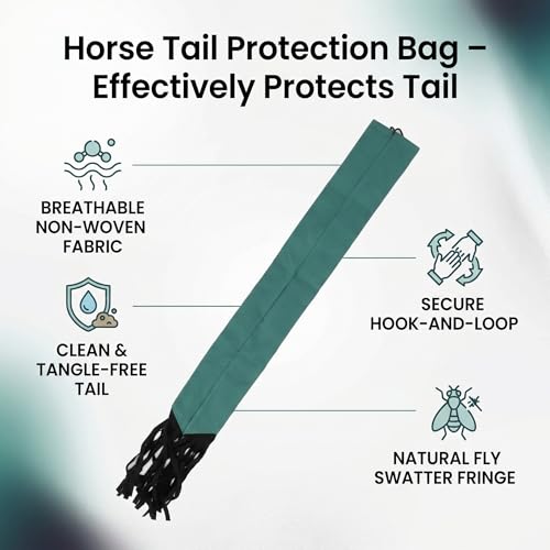 Horse Tail Bag Guard Durable Breathable Protective Cover for Riding Shows Non Woven Fabric Green 70 x 7.5cm 1 Pack (Green)
