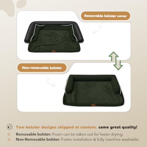 Orthopedic XL Dog Bed with Bolster for Extra Large Size Dogs (42.0"L x 30.0"W x 8.0"Th / Outpost Olive)