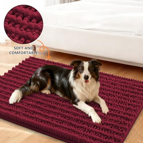 Dog Door Mat for Muddy Paws 24x16 (Layered-burgundy / 24"X16")