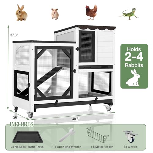 Large Rabbit Hutch Outdoor (Black and White-AIR7013)