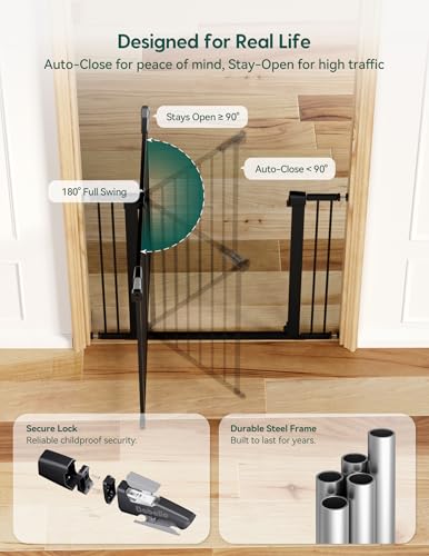 29 43" Baby Gate for Stairs (Black / 36" Tall, 29-43" Wide)