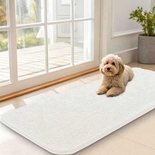 Dog Door Mat for Muddy Paws 47x20 (Ivory / 47" X 20")