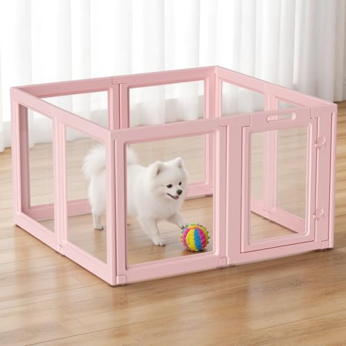 Acrylic Dog Playpen Indoor (Skin Pink / 30.3"H)