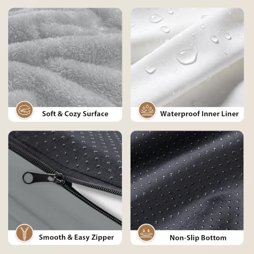 Orthopedic Waterproof Dog Bed for Medium and Large Dogs (Silver / 36"L x 27"W x 7"Th)