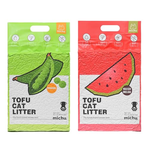 Tofu Cat Litter Natural Clumping Tofu Cat Litter (2 Pack / Original + Watermelon)