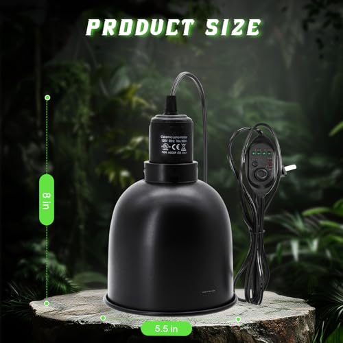 Reptile Light Fixture with Dimming Switch and Timer (5.5inch-2pcs)