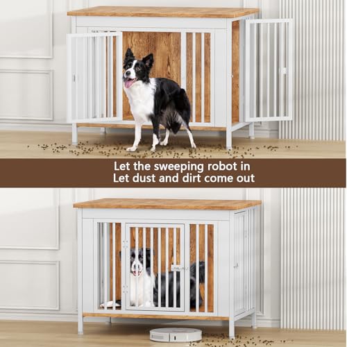 39.96" Dog Crate Furniture for 1 or 2 Dogs (White / 40.0"L x 27.6"W x 33.5"H)