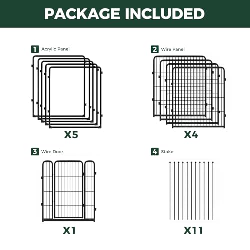 AuraSpace Pro Acrylic & Wire Mesh Indoor Dog Playpen (Black / 32"H)