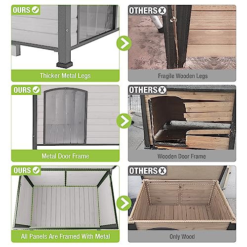 Chew Proof Dog House with Metal Iron Frame Outdoor Dog Kennel for Small Medium Large Indoor Dog Cage
