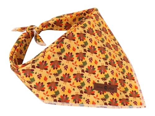 Thanksgiving Dog Bandana Washable Cotton Handkerchief Scarf Triangle Turkey Bandana for Small Medium Large Dogs Girl Boy Gift (4 Color Turkey / Large (Pack of 1))