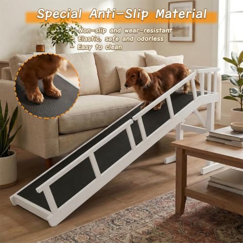 73" Dog Ramp for Bed&Couch (White / 73.2"L x 25"H x 15.7"W)