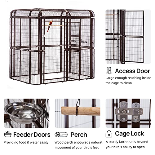 Parrot Cages for Large Birds Outdoor Extra Large Bird Cage with Bird Cage and Perch (Brown)