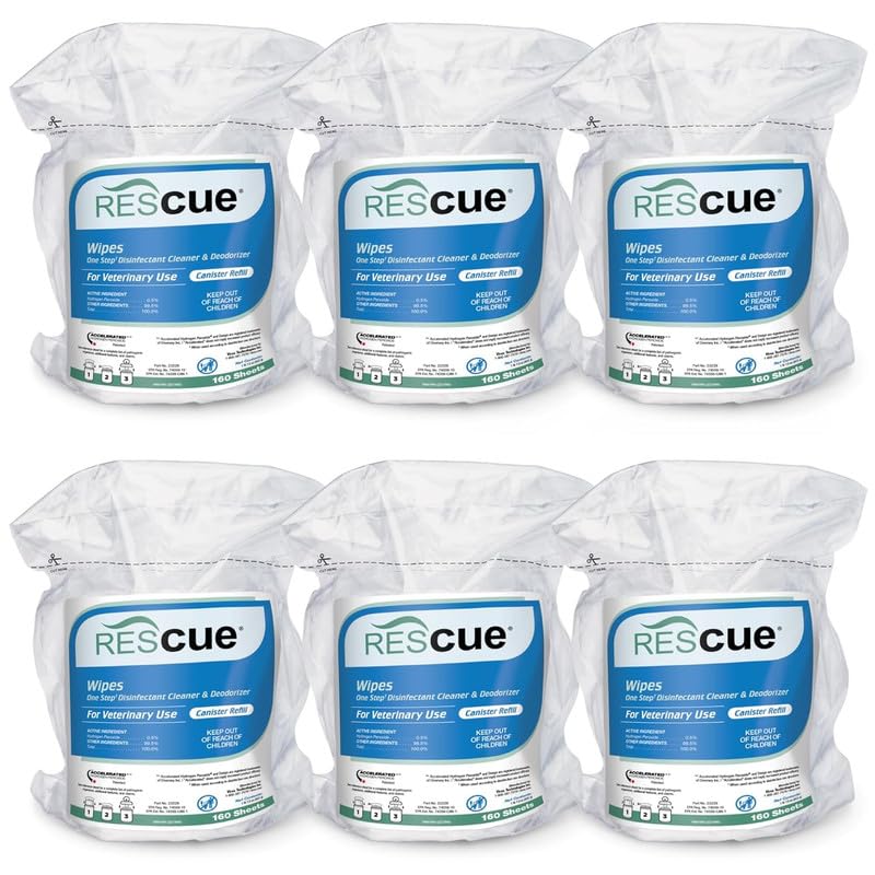 One Step Disinfectant Cleaner & Deodorizer Wipes for Vet Use (160 Count (Pack of 6))