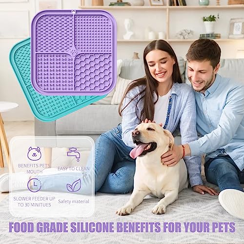 Lick Mat for Dogs (2pack / Cyan, Purple)