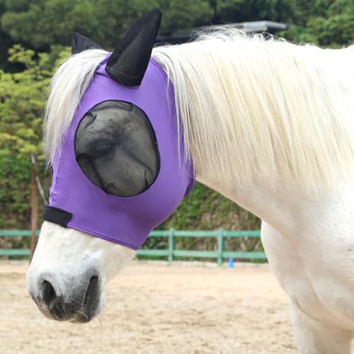 Stretchy Horse Fly Mask with Ears (Violet / Full)
