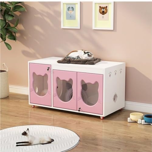 Cat House Solid Wood Cat Cage Luxury Villa Home Indoor Oversized Cattery Constant Temperature Cat Delivery Room Cage Cat Bed (120*60*60 / White)