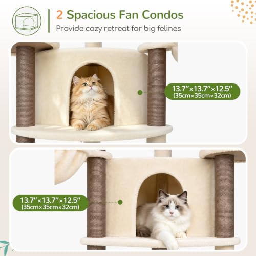 73in Corner Stable Cat Tree for Indoor Cats (Beige / 73 inch)