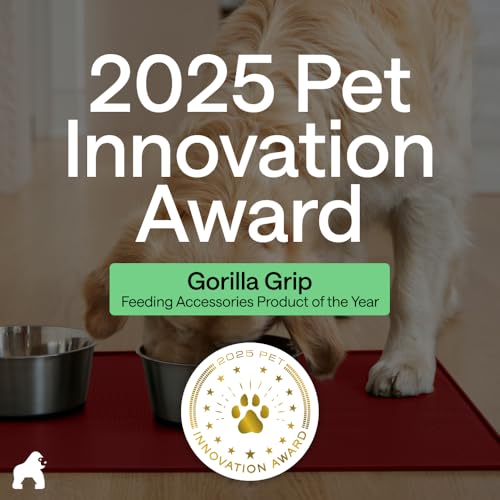 Dog Food Mat 100% Waterproof Silicone (Red / 16"l X 10"w)
