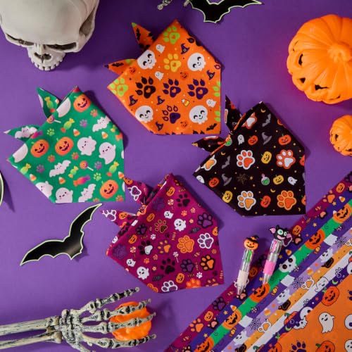 50 Pcs Halloween Dog Bandanas Bulk Cute Dog Paw Prints Pattern (Halloween Paw Print / 25.6 x 17.7 x 17.7")