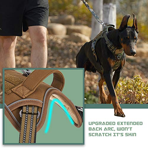 Tactical Dog Harness for Large Dogs No Pull (Brown / L(Neck:19-25", Chest:21-35"))