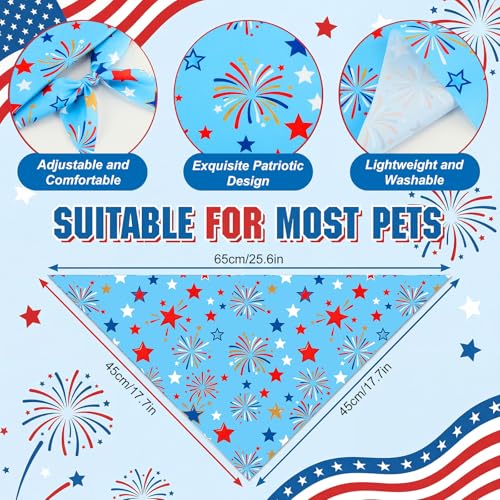 50 Pcs Patriotic Dog Bandanas Bulk 4th of July Bandanas for Dogs Star Triangle Kerchief Bib Scarf Set for Pet Independence Day 250th Anniversary Party Costume (4th of July / 25.6 x 17.7 x 17.7")
