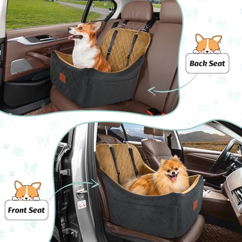 Dog car seat for Medium Dogs (Black/Coffee / Medium)
