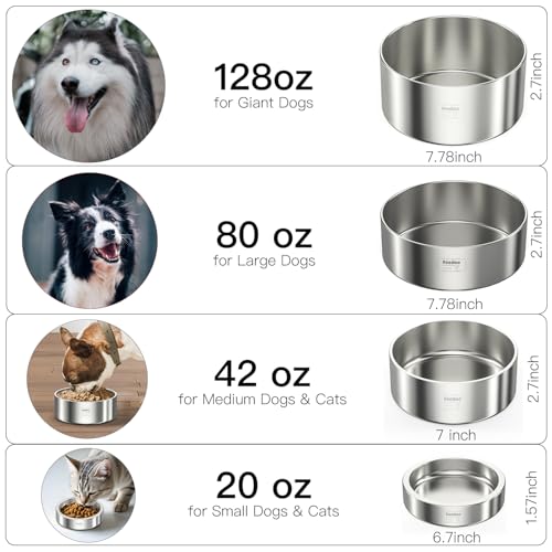 1Gallon Double Layer 304 Stainless Steel Dog Bowl (3.8L)