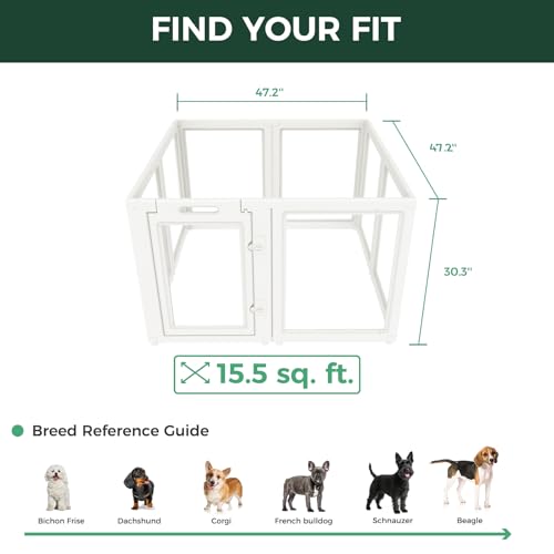AuraSpace Clear Acrylic Indoor Dog Playpen (White / 30"H)