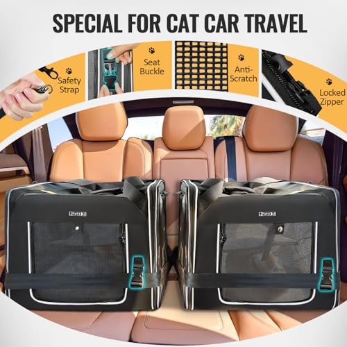 Combinable Pet Car Travel Carrier for a Large Cat (18.0"L x 17.0"W x 17.0"H / Black-1)