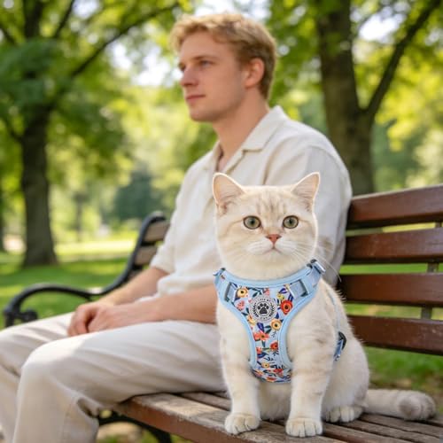 Cat Harness and Leash Set (Blue / S (Chest: 11 - 16"))