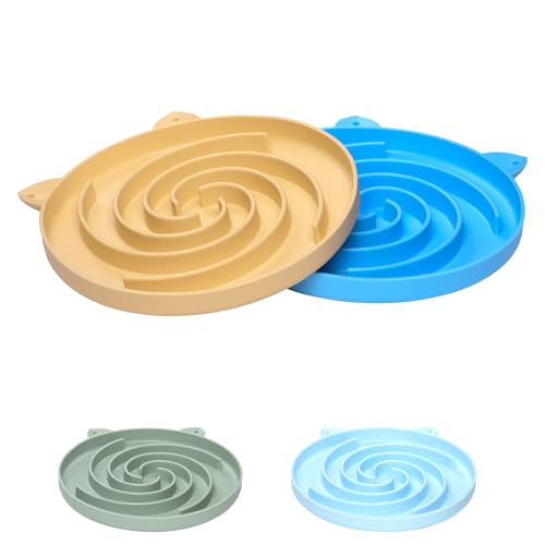 Slow Feeder Cat Bowl (Yellow and Blue)
