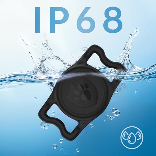 IP68 Waterproof AirTag Holder for Dog Collar (Black)