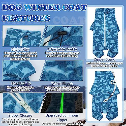 Dog Thermals Winter Coat Soft Fleece Pullover Pajamas (2XS / Blue-shark)