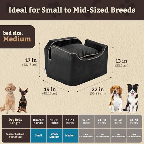 Lookout I Dog Car Seat (Black with Herringbone / Medium)