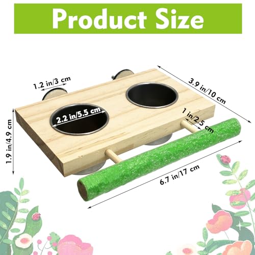 Bird Feeding Dish Cups with Wooden Platform (Medium)