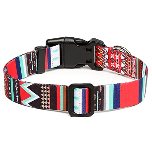 Adjustable Dog Collar (Large / Tribal Red)