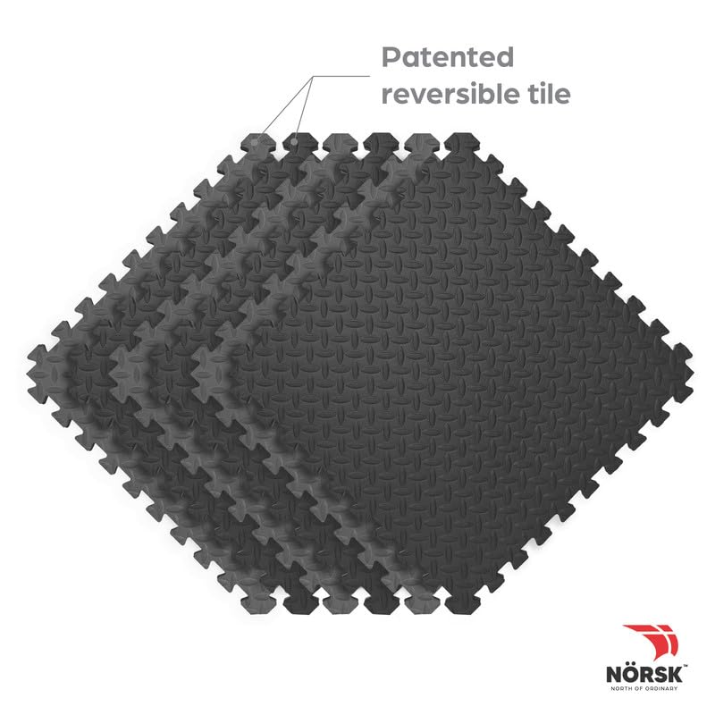 Reversible 3 4" EVA Foam Gym Floor Tiles (Gray/Black / 4 Tiles - 16 Sq. Ft.)